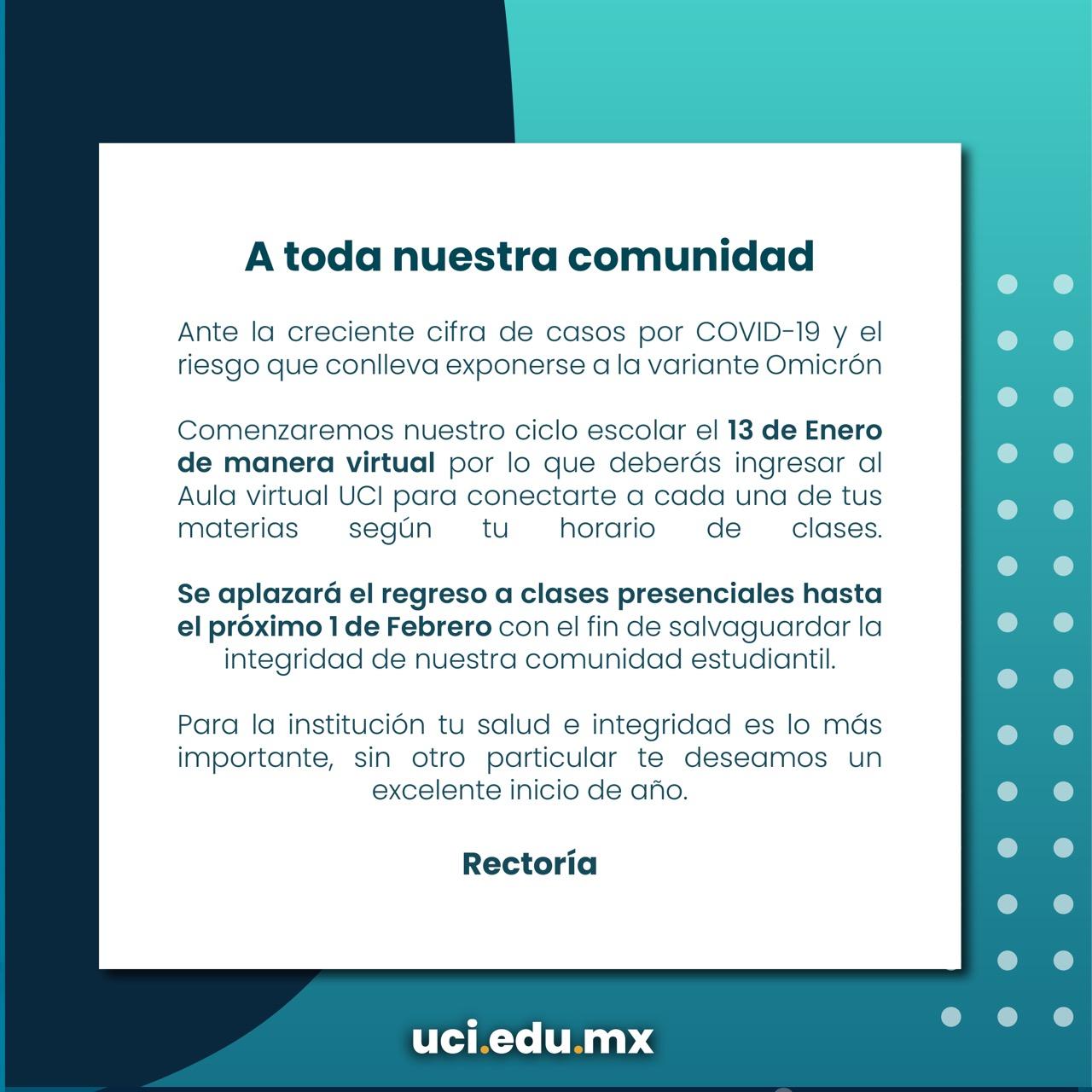 comunicado oficial universidad de Cuautitlán Izcalli